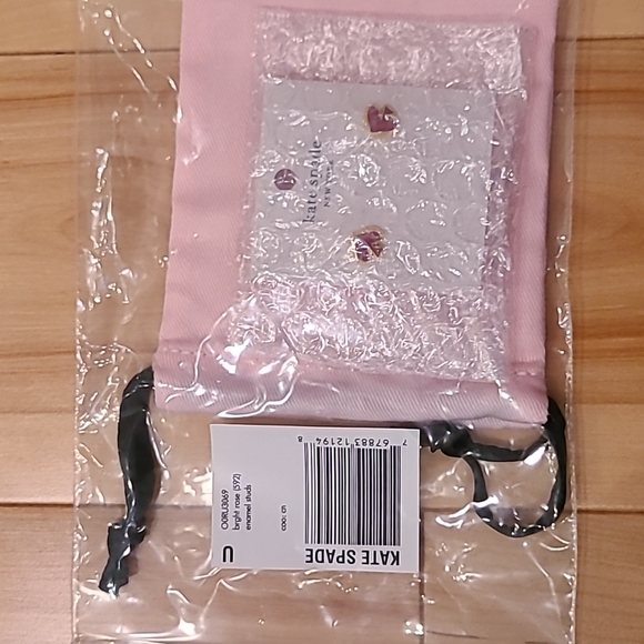 New Kate Spade everyday spade enamel studs ❤️, bright rose color - Picture 5 of 5